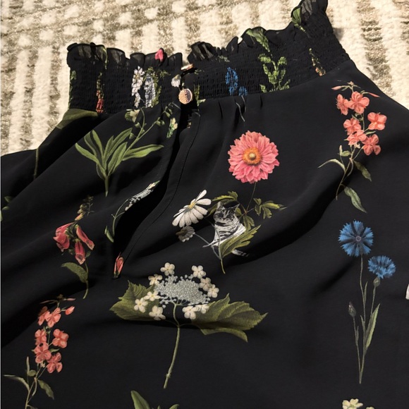 Ted Baker London Black Floral Taalia elasticated top blouse shirt size XL - Picture 5 of 6
